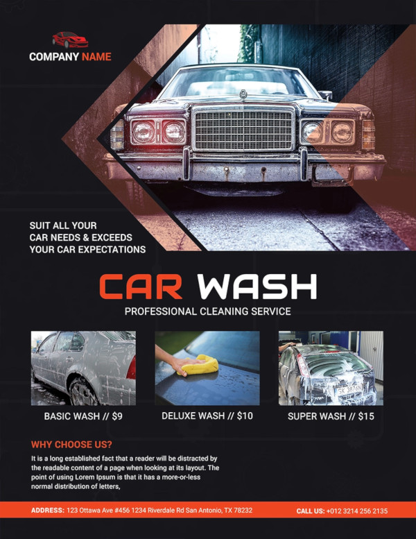 car wash business flyer template