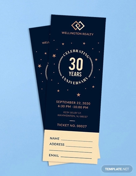anniversary ticket template